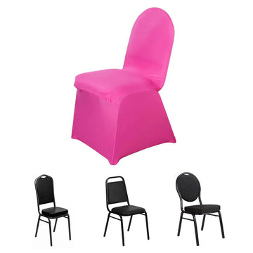 Fuchsia Spandex Stretch Fitted Banquet Slip On Chair Cover 160 GSM