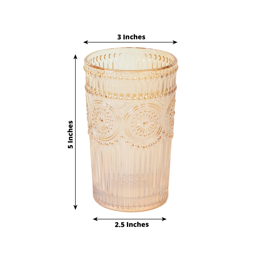 Vintage Embossed Glass Tumblers 6pk 13oz Amber | eFavormart