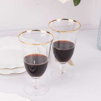 Short Beaded Stem Wine Glass Clear/Gold Rim 16oz | eFavormart