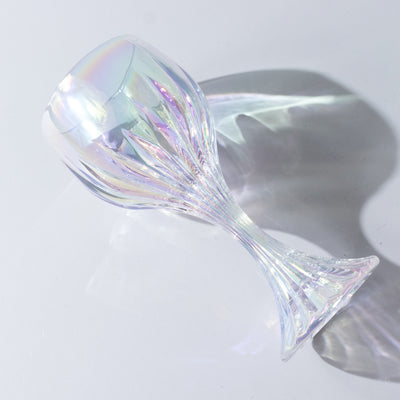 Iridescent crystal goblet with a unique design
