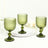 Green ribbed glass goblet set with vintage stemware design