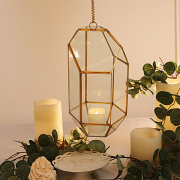 Exquisite Gold Metal Geometric Glass Terrarium for a Radiant Display