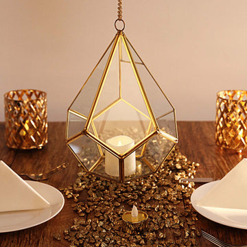Create a Captivating Atmosphere with Hanging Gold Metal Frame Terrarium