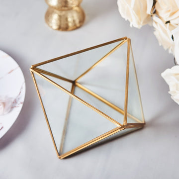 Diamond Prism Hanging Gold Metal Geometric Glass Terrarium