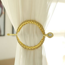 Set of 2 | 6inch Gold Acrylic Braided Barrette Style Curtain Tie Backs With Crystal Diamond
