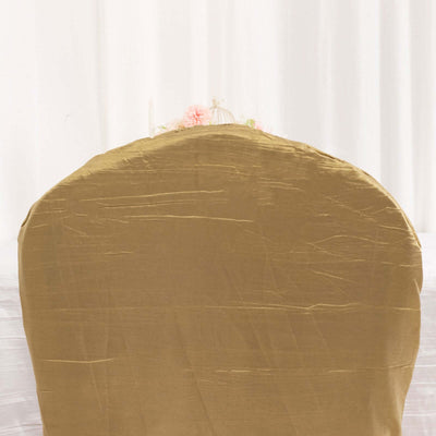 Gold chair cover with a smooth texture on a plain white backdrop.