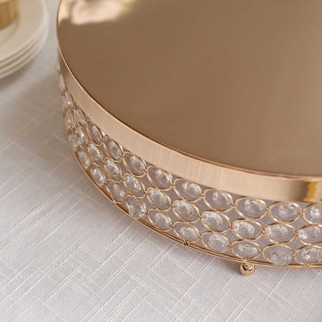 Glamorous Gold Crystal Beaded Metal Dessert Riser