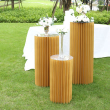 Gold Cylinder Pillar Pedestal Stand, Display Column Stand With Top Plate