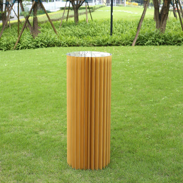 Create a Stunning Display with the Gold Cylinder Pillar Pedestal Stand
