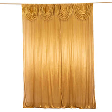 Gold Double Drape Pleated Satin Divider Backdrop Curtain Panel, Glossy Photo Booth Event Drapes 10ft