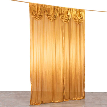 Create Unforgettable Memories with the Gold Double Drape Pleated Satin Wedding Photo Backdrop Curtain