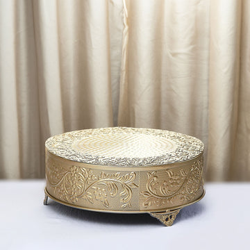 Elevate Your Dessert Display with the Gold Embossed Cake Stand Riser