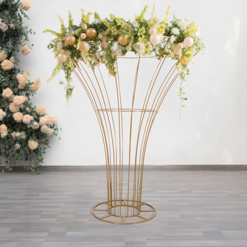 Versatile and Timeless Gold Floor Standing Blossom Metal Tree Flower Frame