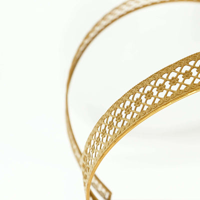 Gold decorative metal band with intricate design details.
