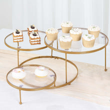 Gold Cupcake Stand With Clear Round Acrylic Plates 23 Inch 3 Tiers