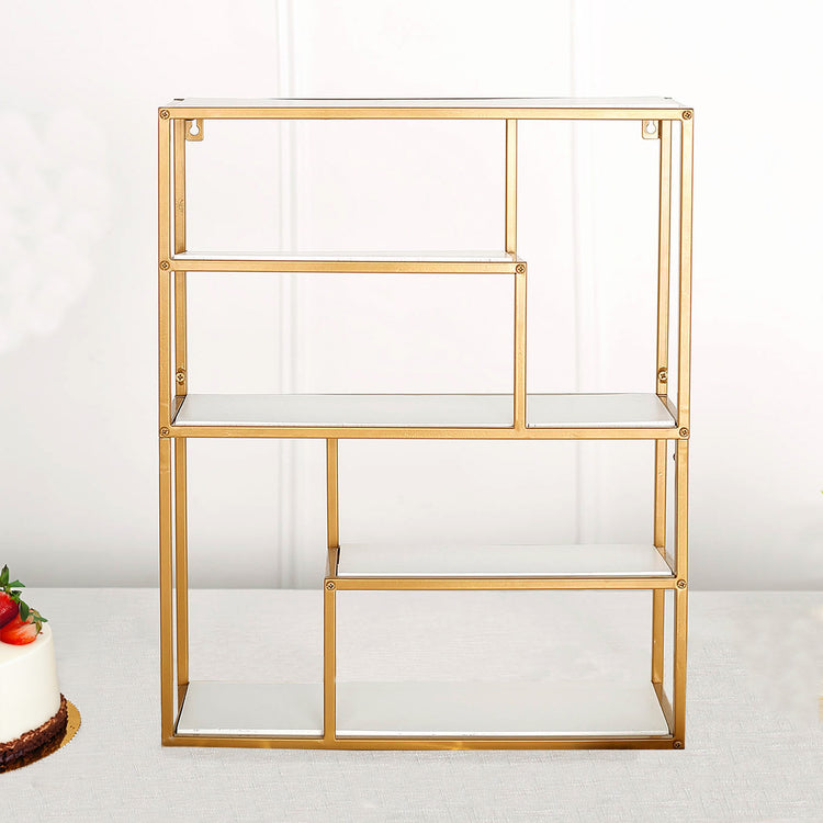 Wooden Geometric Shelf Display With 22 Inch Wooden Cupcake Stand