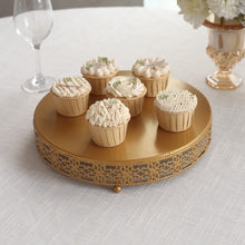 Gold Metal Fleur De Lis Round Pedestal Cake Stands, Cupcake Dessert Display Stand