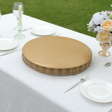 Gold Metal Fleur De Lis Round Dessert Display Centerpiece, Wedding Cake Cupcake Stand