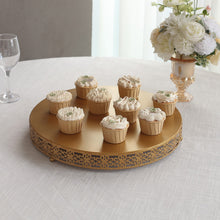 Gold Metal Fleur De Lis Round Dessert Display Centerpiece, Wedding Cake Cupcake Stand