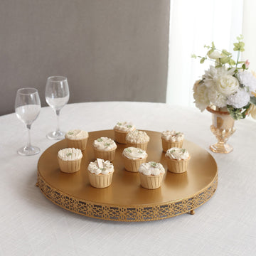 Captivating Focal Point: Gold Fleur De Lis Round Cupcake Display Stand