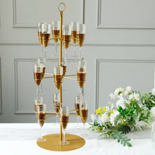18 Champagne Flute Holder 3 Tier Gold Long Stem Cocktail Cup Tree Metal Stand 33 Inch