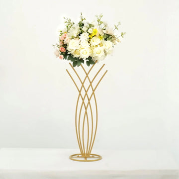 Gold Metal Mermaid Tail Flower Frame Table Centerpiece, Wedding Floral Display Stand 2ft Tall