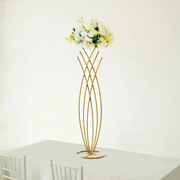 Gold Metal Mermaid Tail Flower Frame Table Centerpiece, Wedding Floral Display Stand 4ft Tall