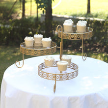 3-Tier Gold Metal Rotating Cupcake Dessert Display Stand With Clear Acrylic Round Plates, Hollow Lac