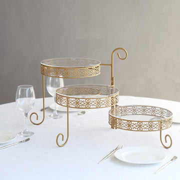 Elevate Your Dessert Display with the 3-Tier Gold Metal Cupcake Stand