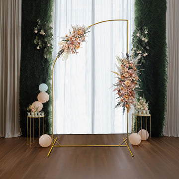 Elevate Your Wedding Decor with the Enchanting Gold Metal Wedding Arch Chiara Backdrop Stand