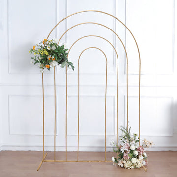 Elevate Your Wedding Decor with the Gold Metal Multi-Layered Round Top Chiara Backdrop Stand