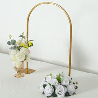 Gold Metal Wedding Cake Chiara Arch Table Centerpiece with Rounded Top, Flower Stand Frame with Detachable Base - 35"