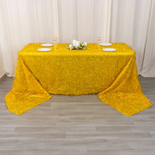90x156inch Metallic Gold Premium Tinsel Shag Rectangular Tablecloth, Shimmery Metallic