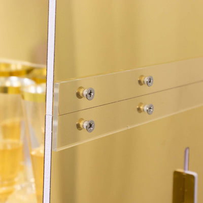 Acrylic display stand with metal screws and clear fasteners.