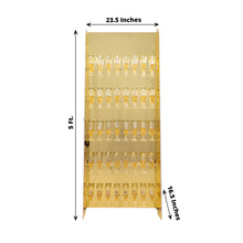 Gold Mirror Finish 5-Tier Wine Glass Stemware Rack, 40 Champagne Flute Holder Foam Board Wall Stand 