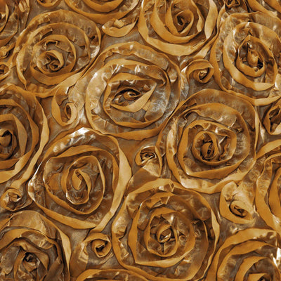 Gold metallic rose embellishments with intricate detailing.
