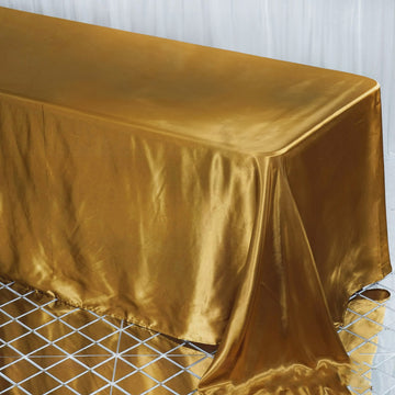 Gold Satin Seamless Rectangular Tablecloth 90"x132"