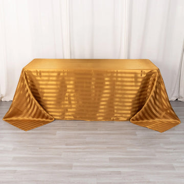 Gold Satin Stripe Seamless Rectangular Tablecloth 90"x132"