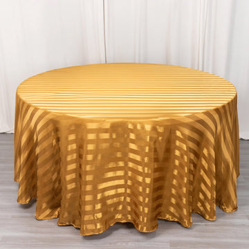 Gold Satin Stripe Seamless Round Tablecloth 120"