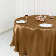 132 Inch Round Tablecloth Gold Seamless Satin 