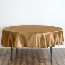 90 Inch Gold Round Satin Tablecloth