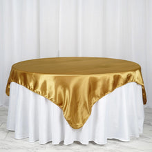 72 Inch x 72 Inch Gold Seamless Satin Square Tablecloth Overlay