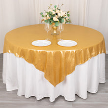 72x72inch Gold Shimmer Sequin Dots Square Polyester Table Overlay