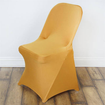 Gold Spandex Stretch Fitted Folding Chair Cover 160 GSM