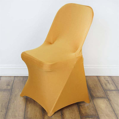 Orange chair cover on a chair in a studio setting.