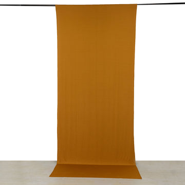 Gold 4-Way Stretch Spandex Backdrop Drape Curtain, Wrinkle Resistant Event Divider Panel with Rod Pockets - 5ftx12ft