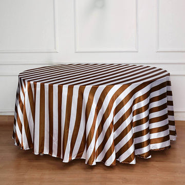 Elegant Gold and White Seamless Stripe Satin Round Tablecloth 120