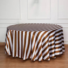 120 Inch Gold & White Seamless Striped Satin Round Tablecloth
