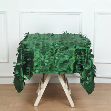 Green 3D Leaf Petal Taffeta Fabric Seamless Square Tablecloth 54