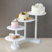 4 Tier Cake Dessert Stand In White With Half Moon Base